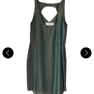 Shipley and Halmos iridescent green and gold silk dress